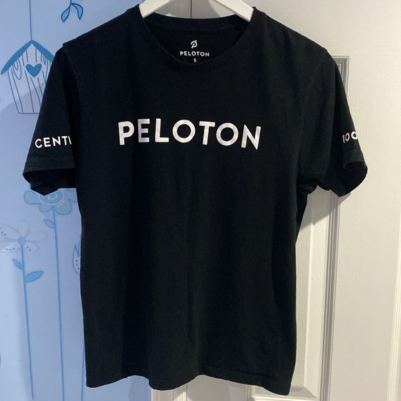 Peloton 100 Century Men’s Black Short Sleeves 100% Cotton T-Shirt Logos Size S ! - Picture 1 of 8